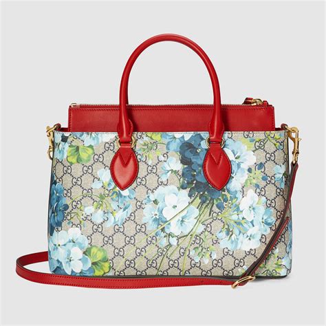 gucci double g blue vertical tote|GUCCI GG Supreme Monogram Blooms Vertical Tote Blue.